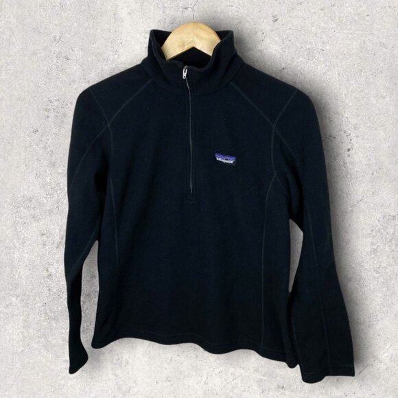 Patagonia Micro Fleece Quarter Zip Pullover Sweater Black Size Small Hiking Pull - Picture 5 of 14